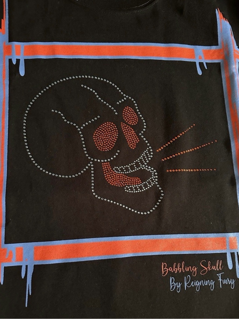 New With Tags Reigning Fury Tee Shirt Size Large Men’s Rhinestones Skull .